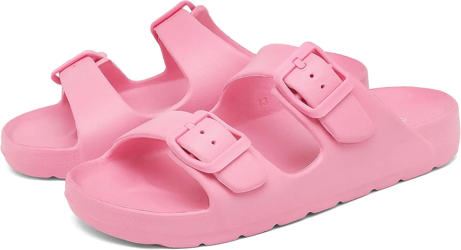 INMINPIN Boys Girls Double Buckle Slide Sandals Comfort Beach Pool Shower Slippers Adjustable Indoor Outdoor Little Kid/Big Kid
