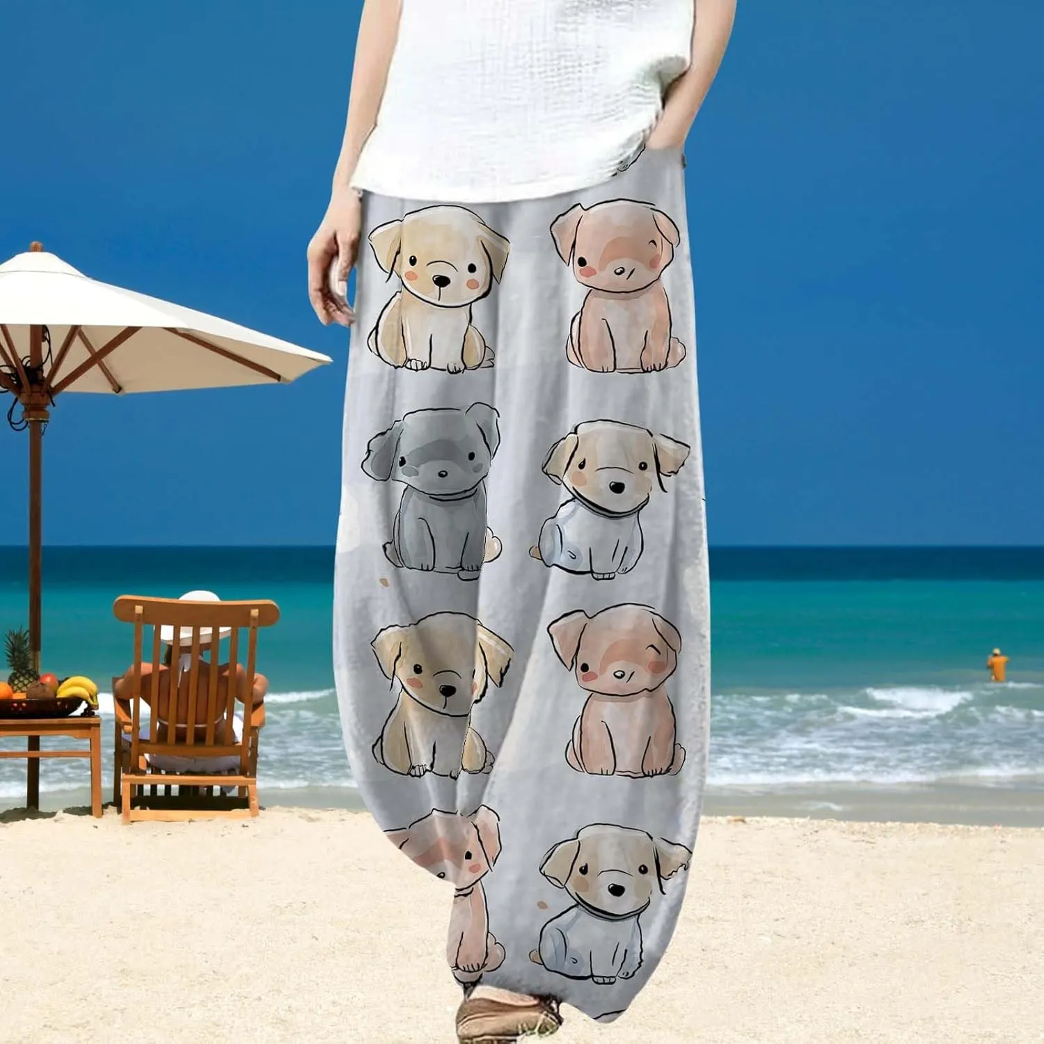 Japanese Art Style Harem Pants for Women 2025 Summer Causal Wide Leg Elastic Waist Lantern Pants with Pockets