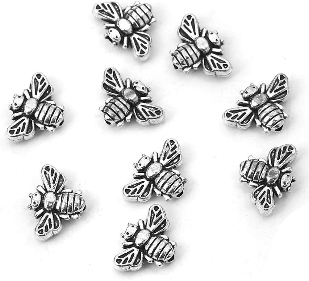 JGFinds Bee Charms Spacer Beads - 95 Pack, 1.3mm Hole, DIY Craft Keychain, Jar Charms and Bee Embellishments, Bulk Jewelry Making Supplies (Bumble Bees)