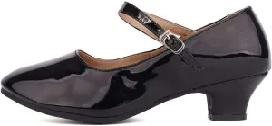 JUODVMP Women's and Girls Latin Ballroom Dance Shoes Closed Toe Character Shoes Ankle Strap Salsa Tango Practice Ballroom Party Performance Shoe,Model DY-SD