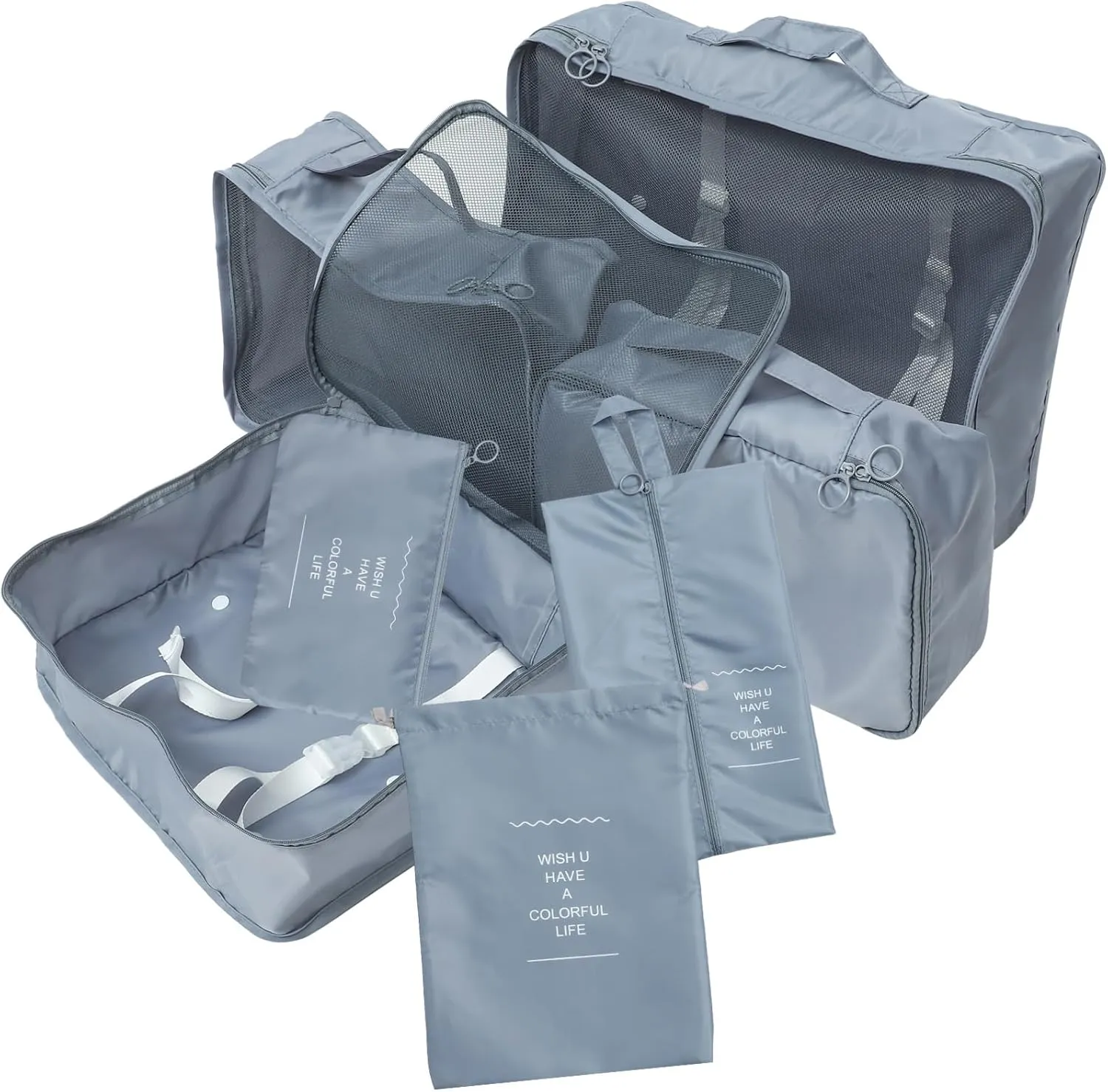 KESYOO 7pcs Travel Packing Cubes Set Grey Travel Organizer Bags for Luggage Portable Suitcase Storage Pouches Lightweight Packing Cubes for Travel Essentials
