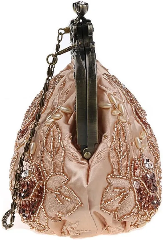 Ladies and Womens Vintage Sequins Handbag Handmade Beaded Evening Clutches Prom wedding Party