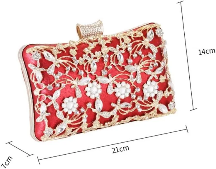 Ladies Banquet Clutch Bag Dress Evening Bag for Party Wedding, Night Handbag with Rhinestones for Women (Color : Gold)