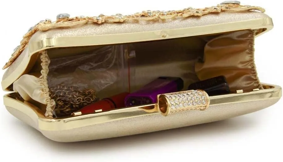 Ladies Banquet Clutch Bag Dress Evening Bag for Party Wedding, Night Handbag with Rhinestones for Women (Color : Gold)