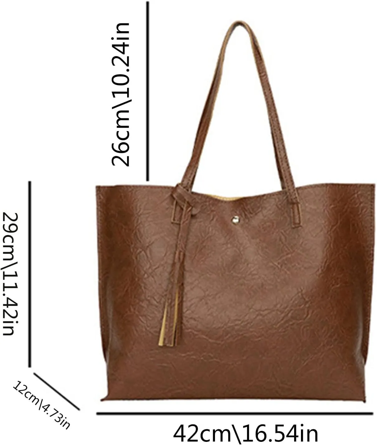 Ladies Fashion Shoulder Bags Solid Color Fringed Leather Large Capacity Shoulder Handbag Bag Messenger Bags (One Size)