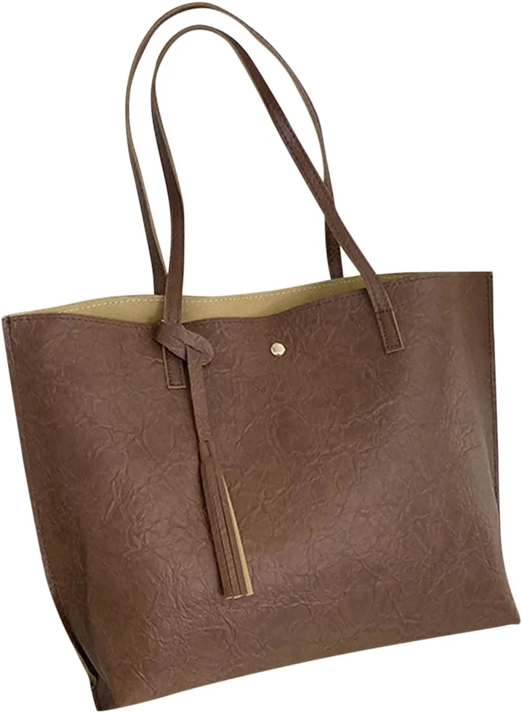 Ladies Fashion Shoulder Bags Solid Color Fringed Leather Large Capacity Shoulder Handbag Bag Messenger Bags (One Size)