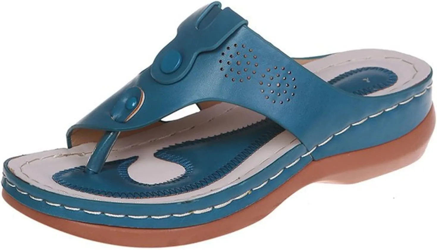 Ladmiple Sandals Women Wedge Slip On Orthopedic Slides Dressy Summer Comfortable Walking Arch Support Orthotic Flip Flops