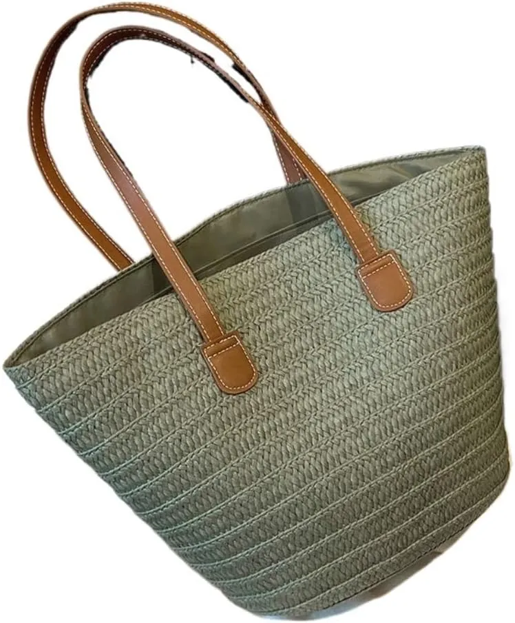 Large capacity Bag Straw Bag 2024 New Holiday Beach Straw Bag Woven Vegetable Basket Commuting Tote Bucket Ladies shoulder Bag