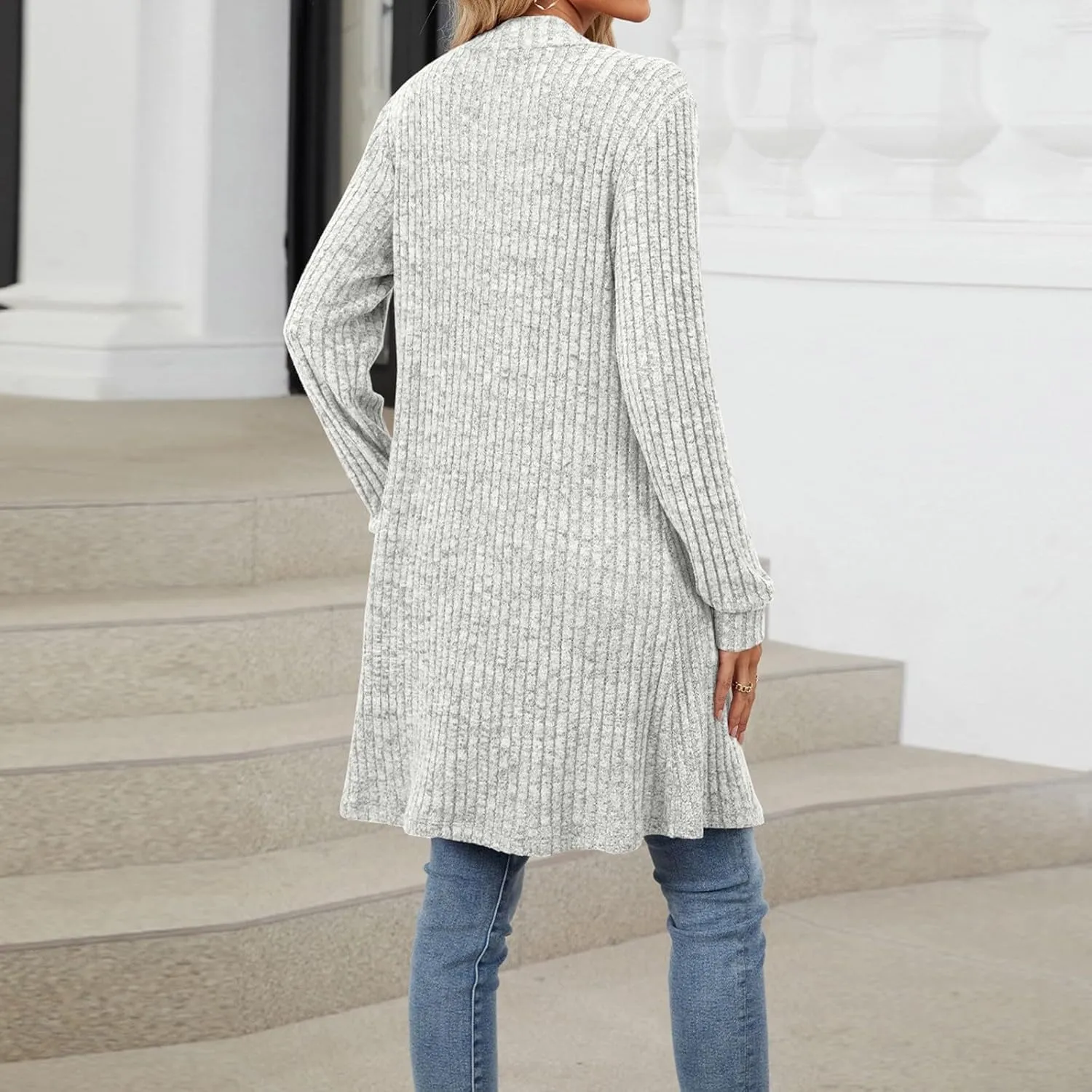 Lastesso Fall Sweaters for Women 2024 Chunky Knitted Open Front Long Cardigans with Pockets Slouchy Long Sleeve Fit Clothes