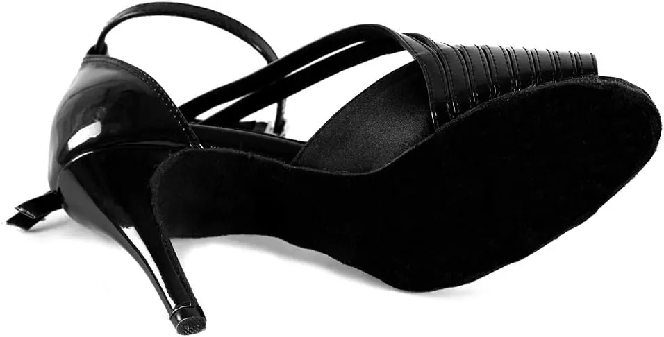 Latin Dance Shoes for Women Salsa Performance Dancing Shoes High Heel,Black,Model L028