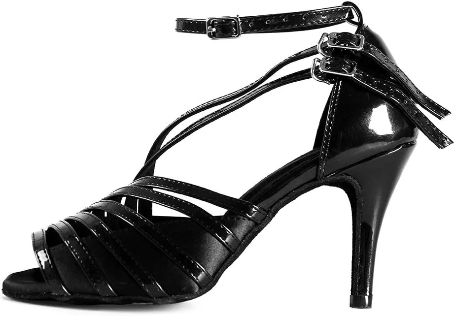 Latin Dance Shoes for Women Salsa Performance Dancing Shoes High Heel,Black,Model L028
