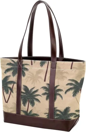 Leaf-466 Tote Bags Durable Leather Canvas Purses and Handbags for Women Top Handle Shoulder Satchel Hobo Bags
