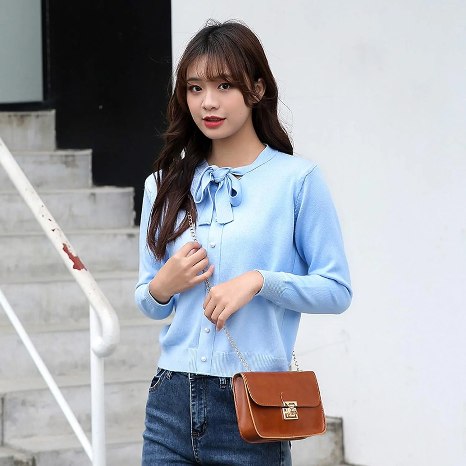 Leather Crossbody Bags for Women Cute Hobo Tote Handbags Mini Clutch Purses with Zipper Closure Transparent Bag(Brown)
