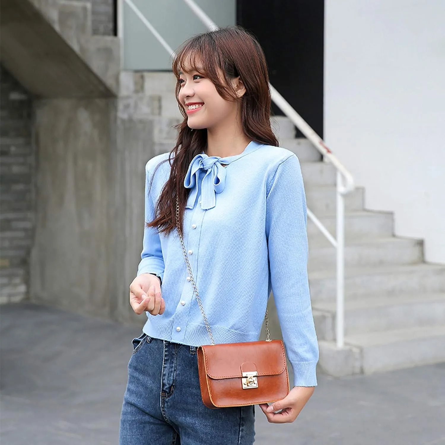 Leather Crossbody Bags for Women Cute Hobo Tote Handbags Mini Clutch Purses with Zipper Closure Transparent Bag(Brown)