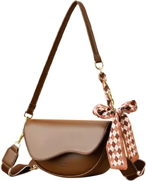Leather Crossbody Bags for Women Stadium Crossbody Messenger Bags for Concerts Sporting Events Small Makeup Bag(Brown)