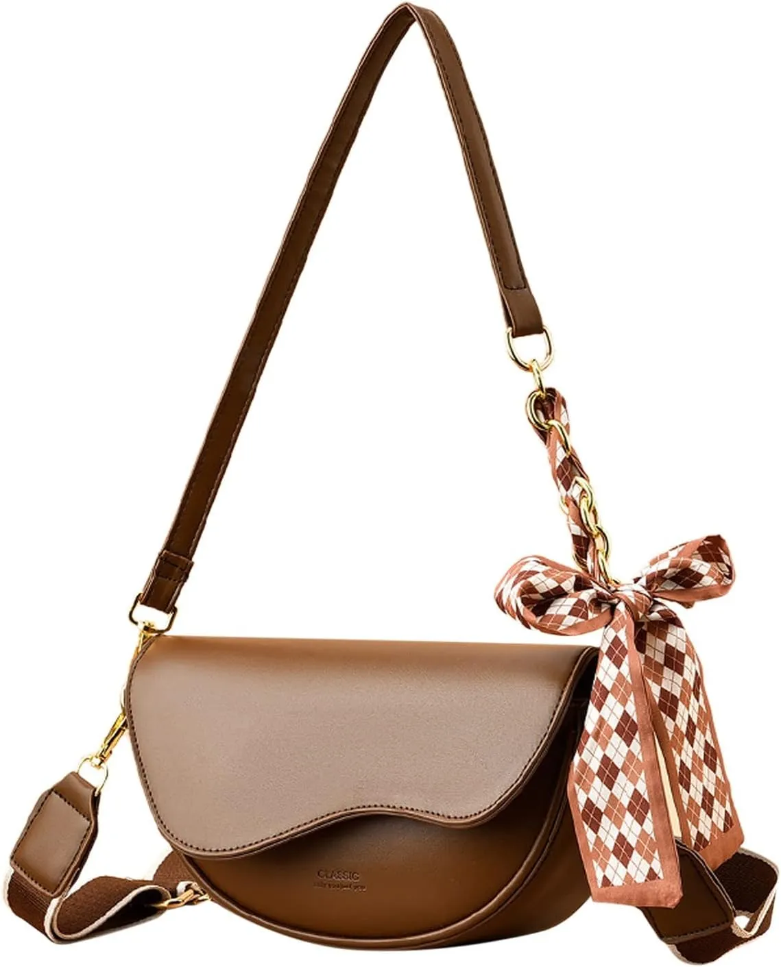 Leather Crossbody Bags for Women Stadium Crossbody Messenger Bags for Concerts Sporting Events Small Makeup Bag(Brown)