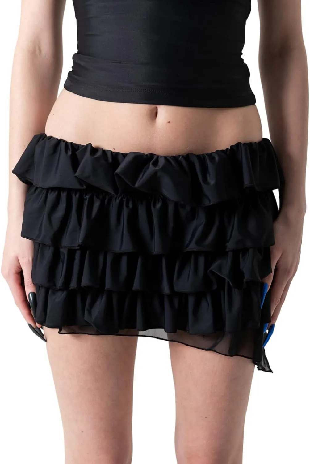 Leopard Print Ruffled Mini Skirt Lace Layered Flowy Pleated Skirt Y2k Bloomer Micro Slip Shorts Skort Skirt