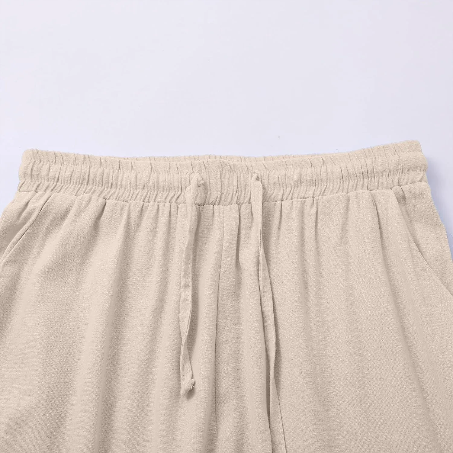 Linen Pants Women Summer Wide Leg Tall Beach Pants Petite High Waist Palazzo Casual Loose Flowly Trousers with Pockets