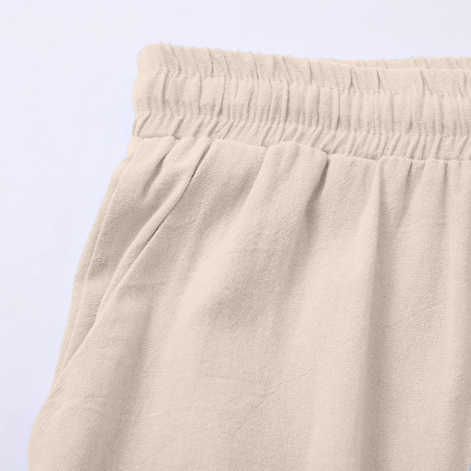 Linen Pants Women Summer Wide Leg Tall Beach Pants Petite High Waist Palazzo Casual Loose Flowly Trousers with Pockets
