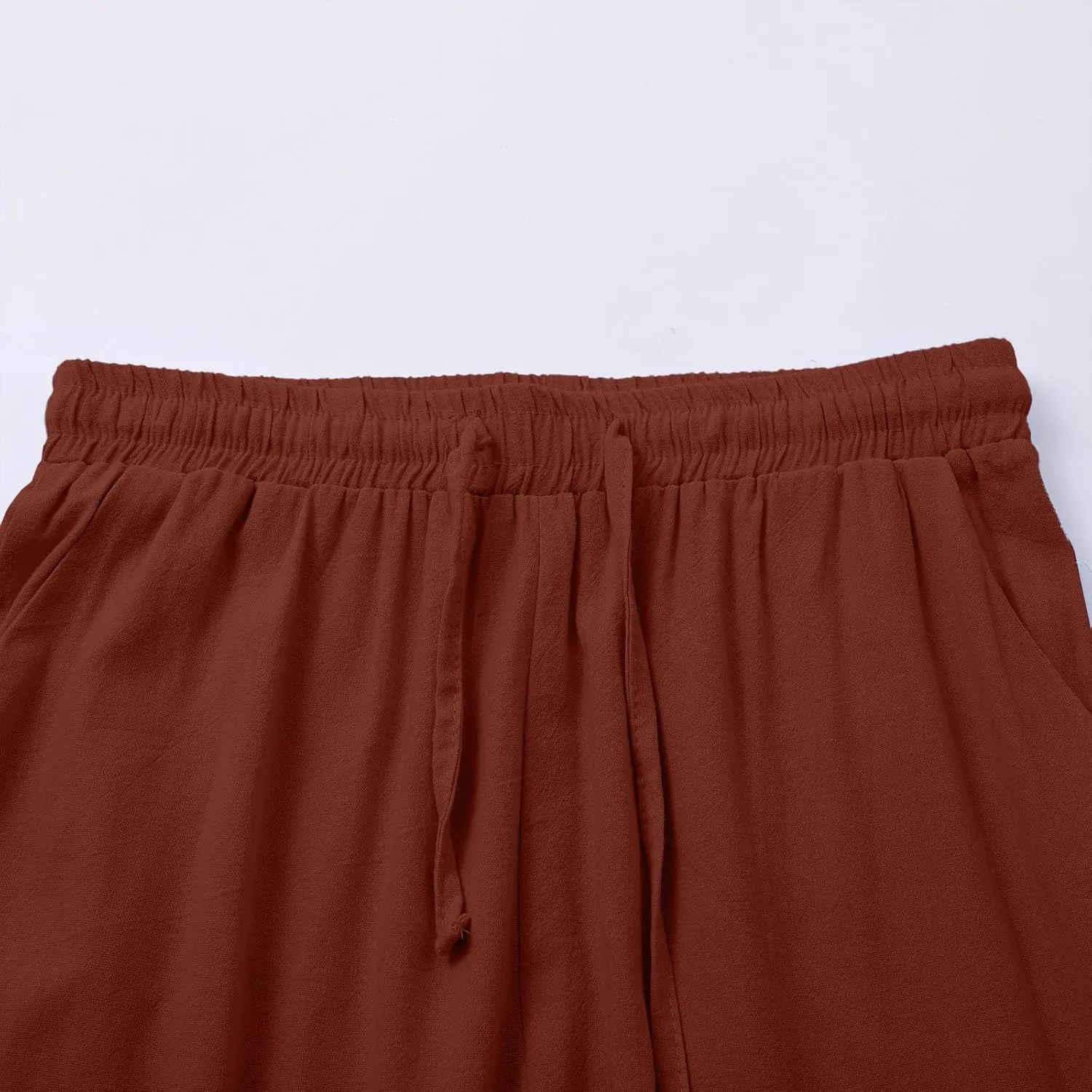 Linen Pants Women Summer Wide Leg Tall Beach Pants Petite High Waist Palazzo Casual Loose Flowly Trousers with Pockets