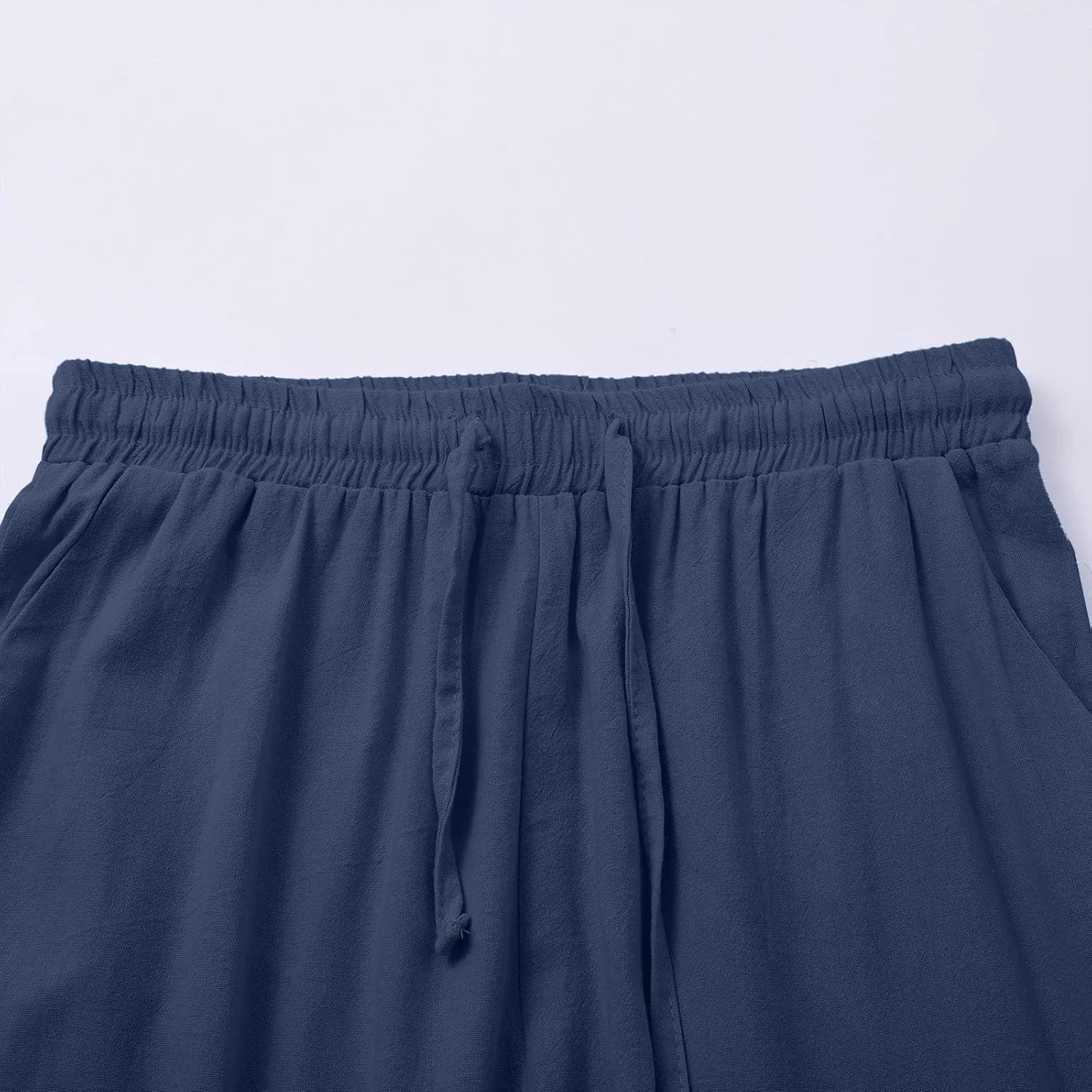 Linen Pants Women Summer Wide Leg Tall Beach Pants Petite High Waist Palazzo Casual Loose Flowly Trousers with Pockets