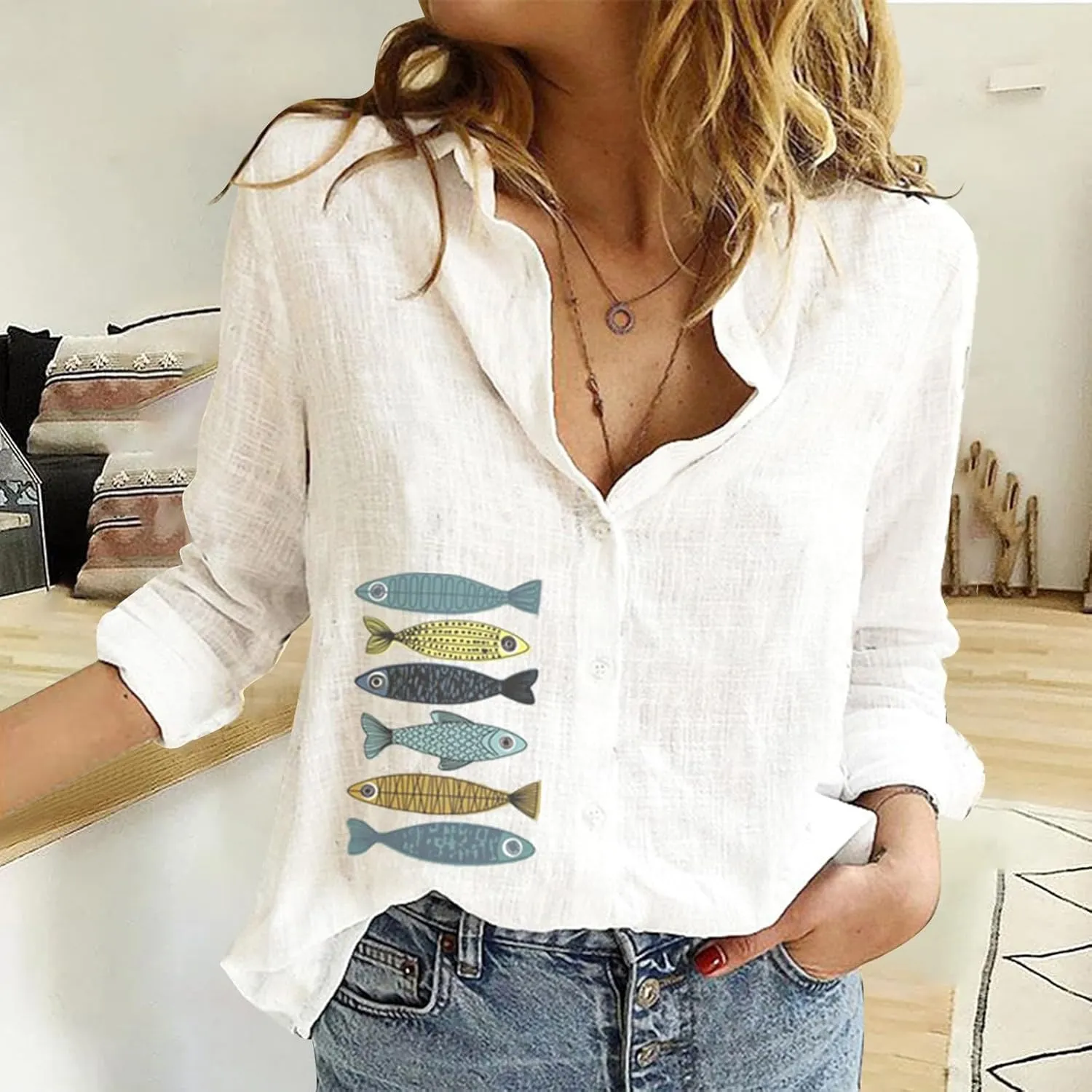 Linen Shirts for Women Summer Short Sleeve Relaxed Button Up Shirt Plus Size Summer Clothes Outfits 2024