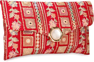 LONGING TO BUY Handcrafted Sling Bag Foldover Clutch For Women, Jaipuri Handicraft Sling Bag For Women
