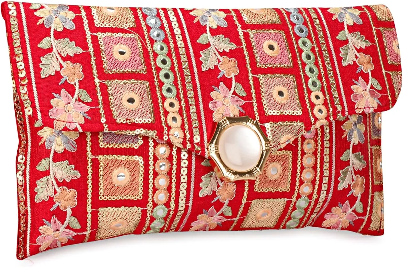 LONGING TO BUY Handcrafted Sling Bag Foldover Clutch For Women, Jaipuri Handicraft Sling Bag For Women