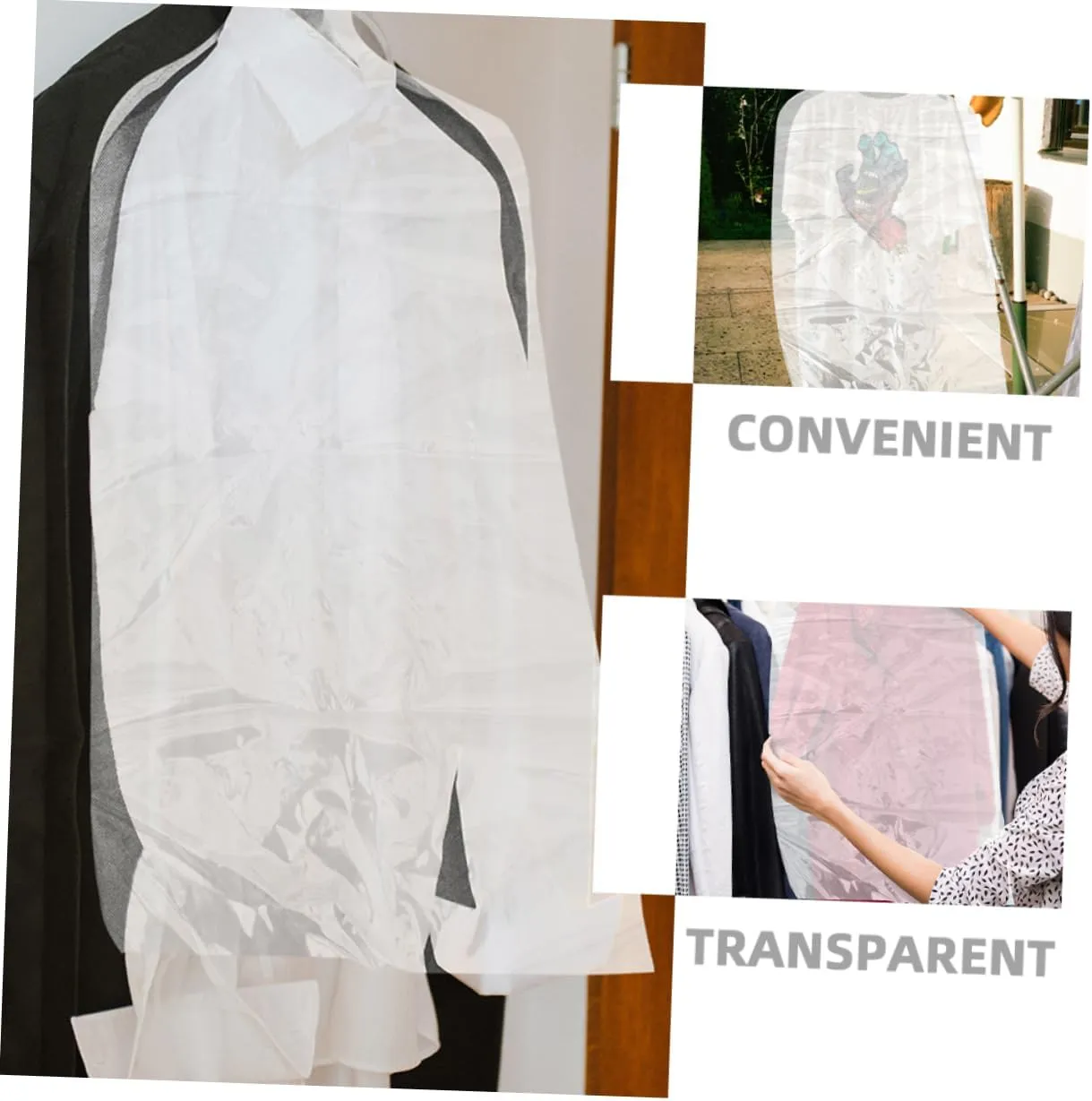 Luxshiny 50 Pack Plastic Garment Bags Hanging Clothing Storage Covers Protective Clothes Covers for Dry Cleaning