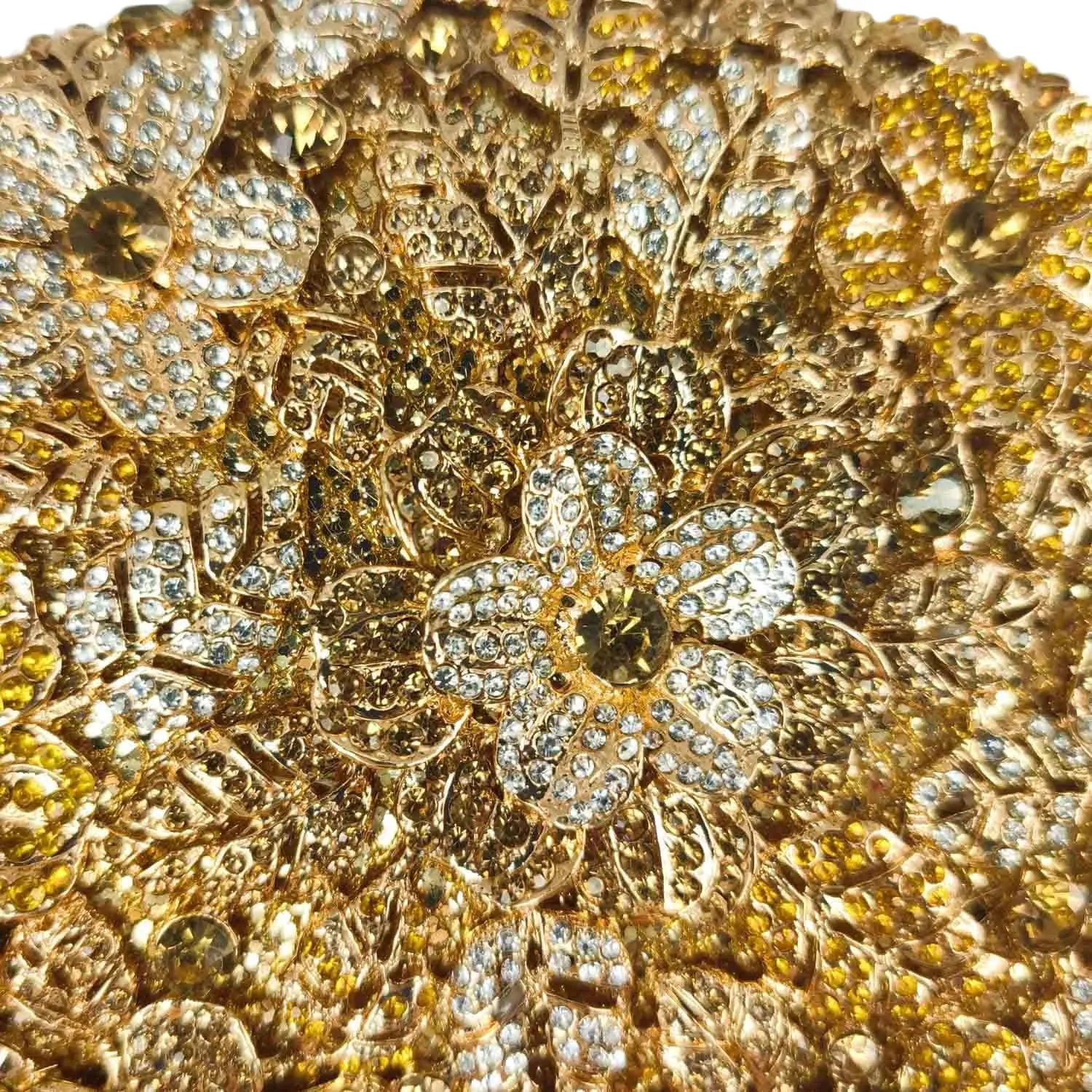 Luxury Women Crystal Clutch Flower Evening Bag Bridal Wedding Purse Party Diamond Handbag