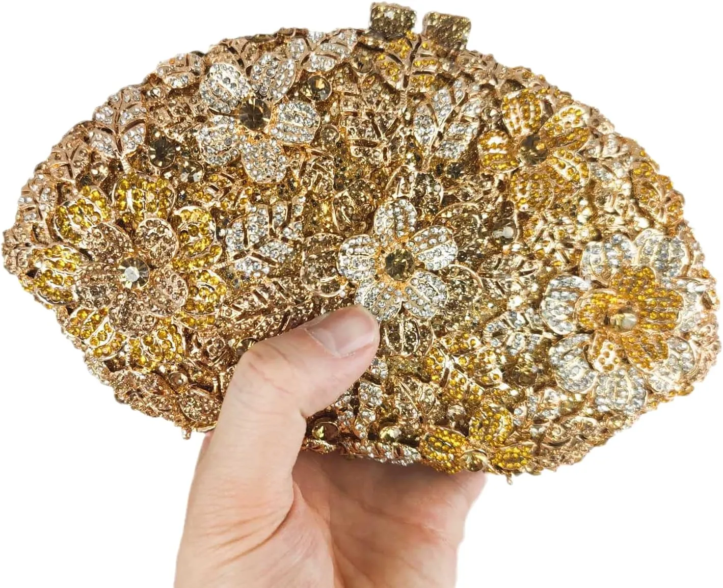 Luxury Women Crystal Clutch Flower Evening Bag Bridal Wedding Purse Party Diamond Handbag