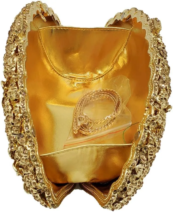 Luxury Women Crystal Clutch Flower Evening Bag Bridal Wedding Purse Party Diamond Handbag