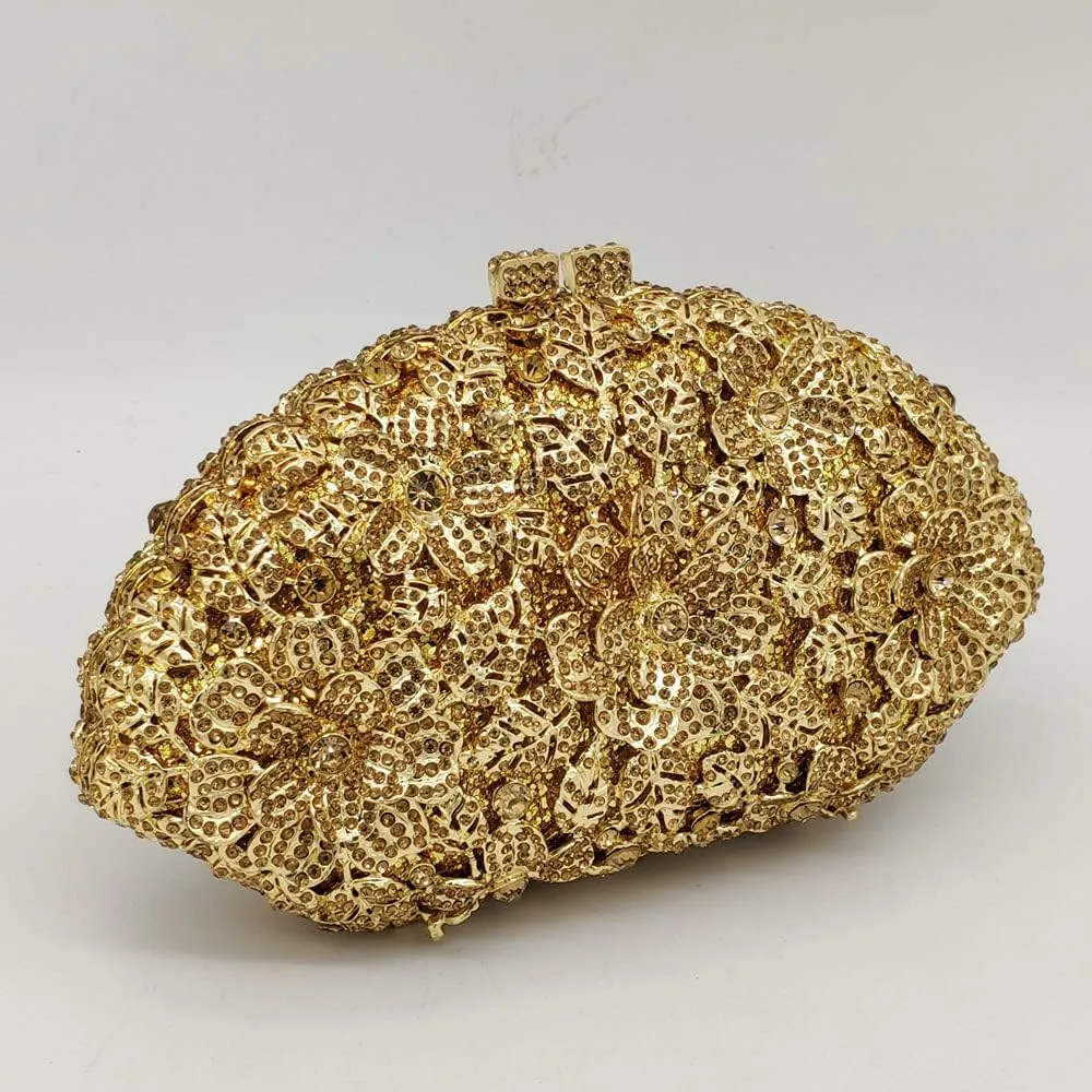 Luxury Women Crystal Clutch Flower Evening Bag Bridal Wedding Purse Party Diamond Handbag