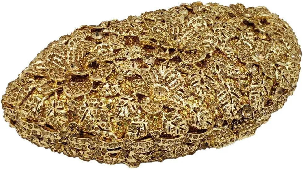 Luxury Women Crystal Clutch Flower Evening Bag Bridal Wedding Purse Party Diamond Handbag