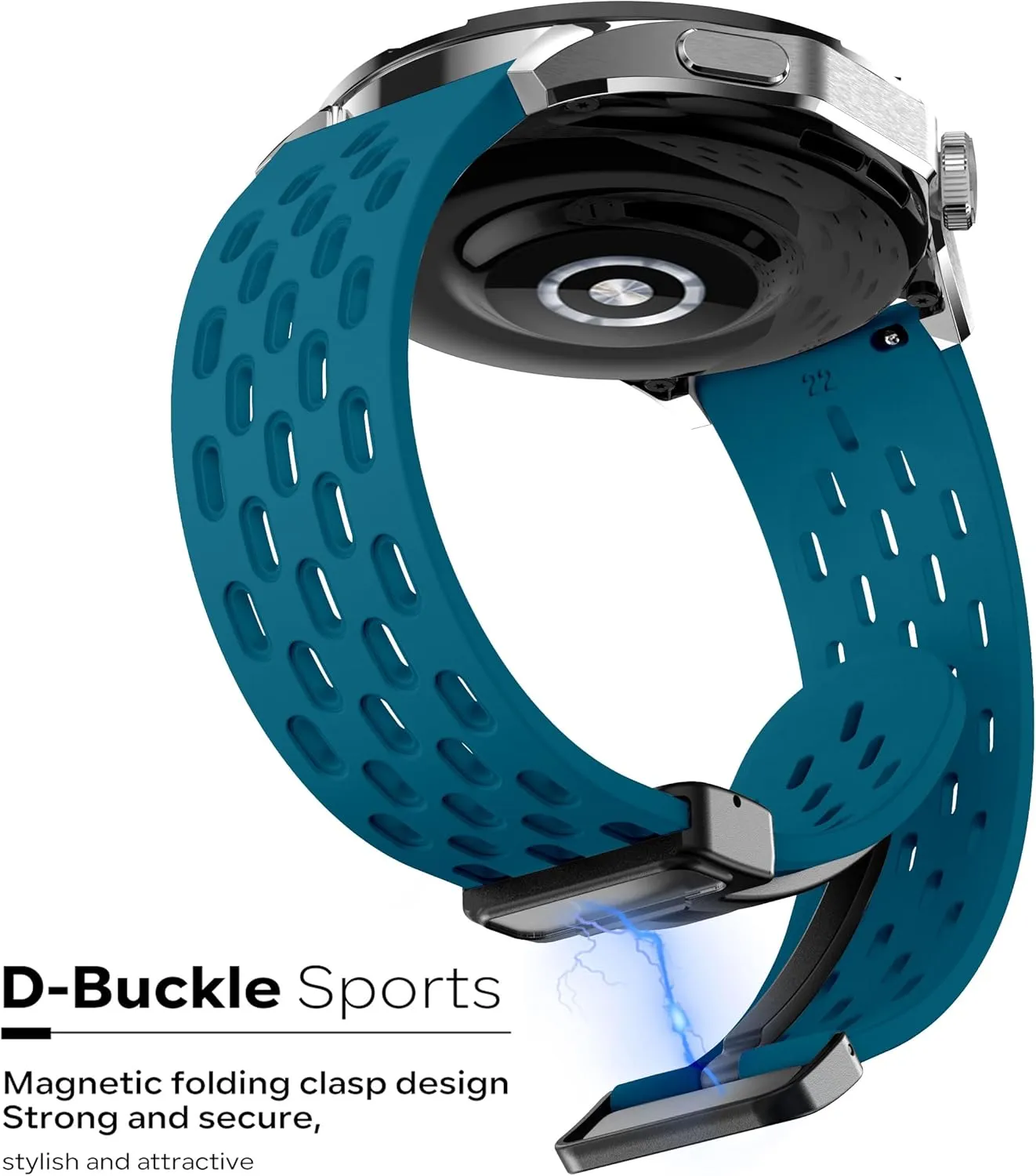 Magnetic Watch Band 18mm 19mm 20mm 22mm Quick Release Silicone Sport Sweatproof Breathable Watch Band for Men Women, Soft Silicone Sport Watch Strap