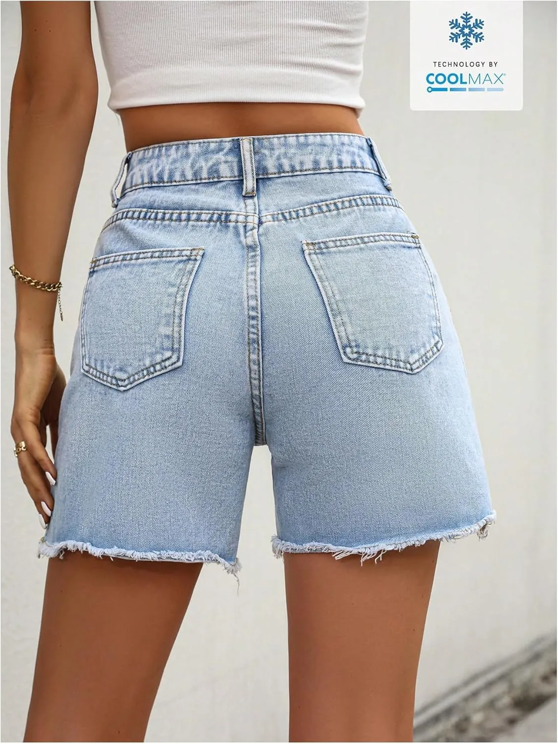 MakeMeChic Women's High Waist Jean Shorts Casual Raw Hem Straight Leg Summer Denim Shorts