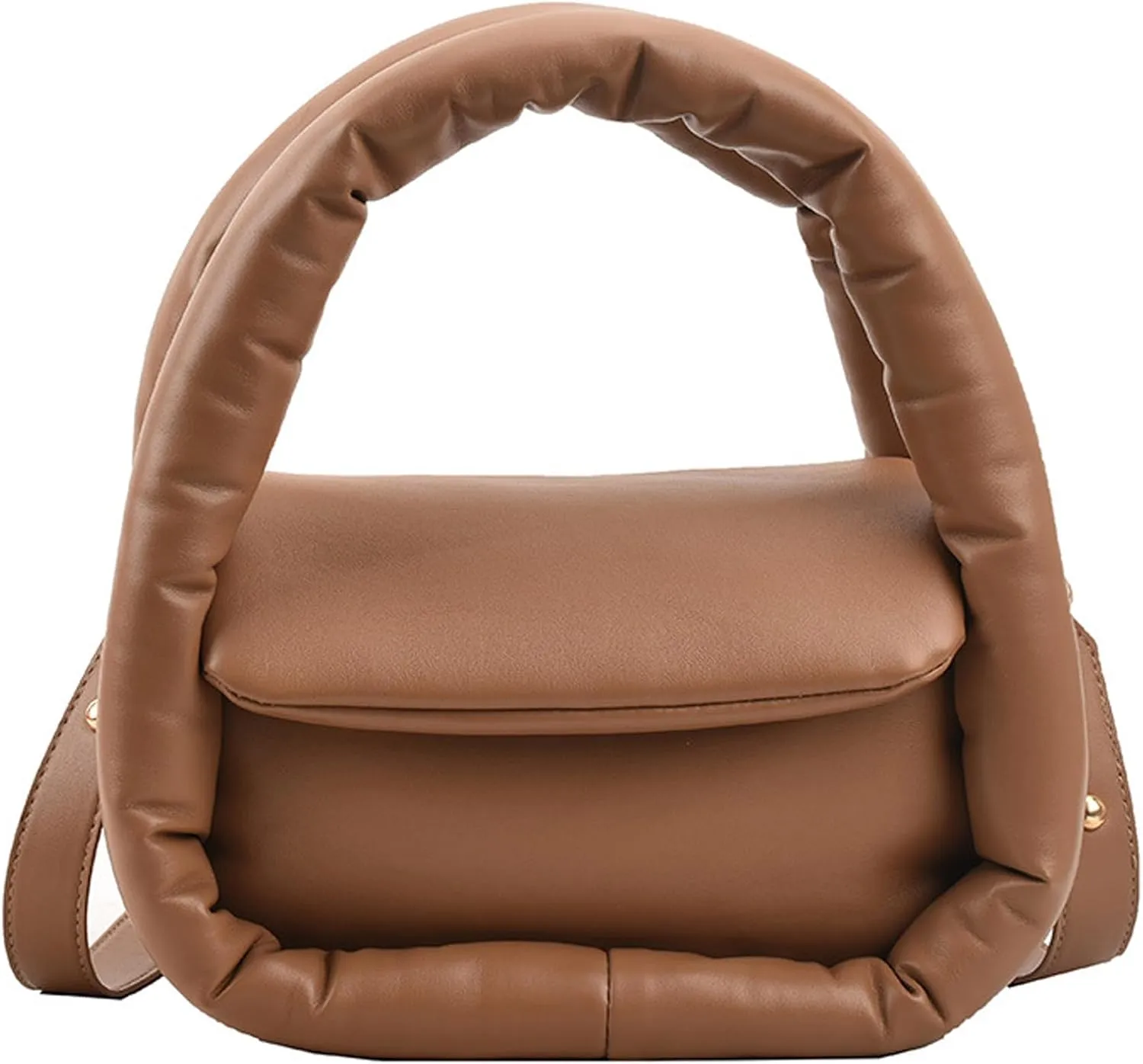 Medium Puffer Bag for Women Padded Pu Leather Satchel Bags Lightweight Top Handle Purses Shoulder Bag Crossbody Bag