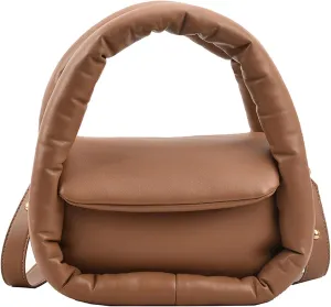 Medium Puffer Bag for Women Padded Pu Leather Satchel Bags Lightweight Top Handle Purses Shoulder Bag Crossbody Bag
