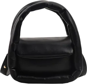 Medium Puffer Bag for Women Padded Pu Leather Satchel Bags Lightweight Top Handle Purses Shoulder Bag Crossbody Bag