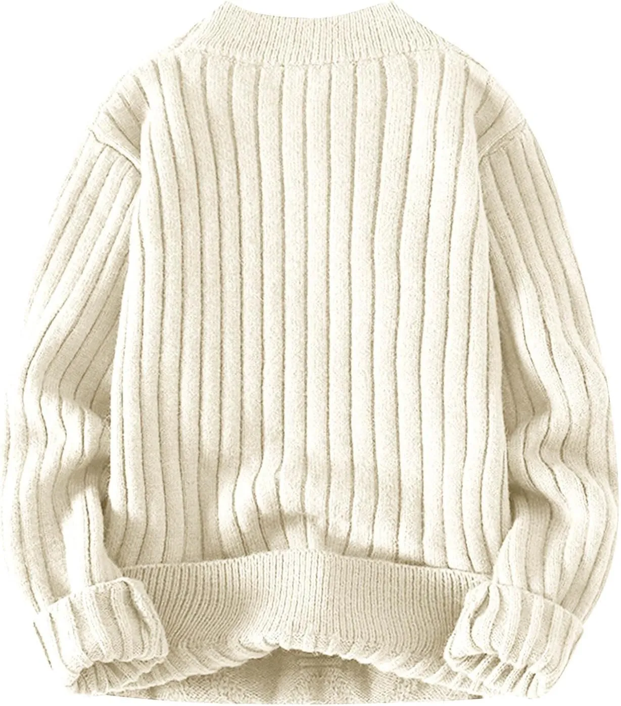Mens Cable Knit Sweater Plus Size Knitted Chunky Pullover Loose Crewneck Sweater Winter Thermal Long Sleeve Knitwear