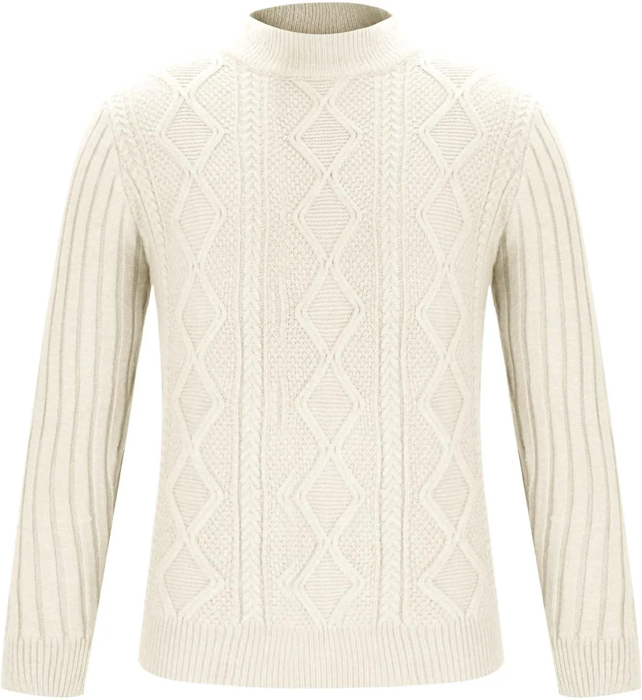 Mens Cable Knit Sweater Plus Size Knitted Chunky Pullover Loose Crewneck Sweater Winter Thermal Long Sleeve Knitwear