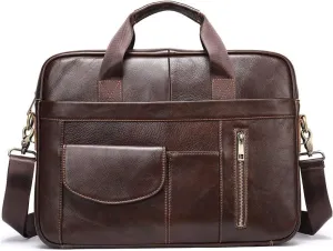 Men's Leather Bags Leather Laptop Bags Document Briefcases Zipper Men's Business Bags