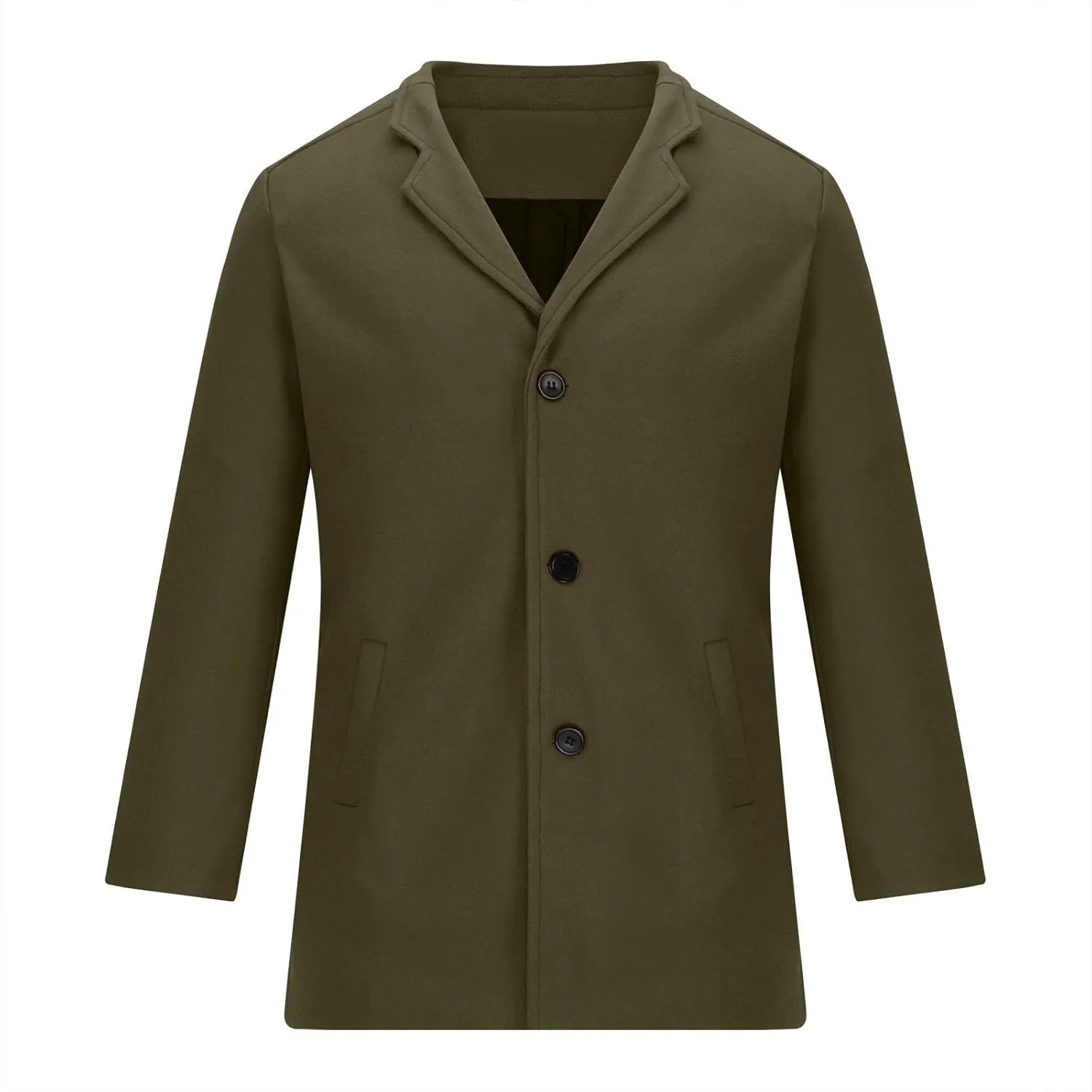 Mens Mid Long Trench Coat Slim Fit Winter Warm Soft Overcoats Single Breasted Outdoor Windbreaker Business Overcoats