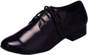 Mens Soft Leather Jazz Shoes Modern Latin Lace-up Closed Toe 4CM Standard Dance Shoes, Black, 10.5