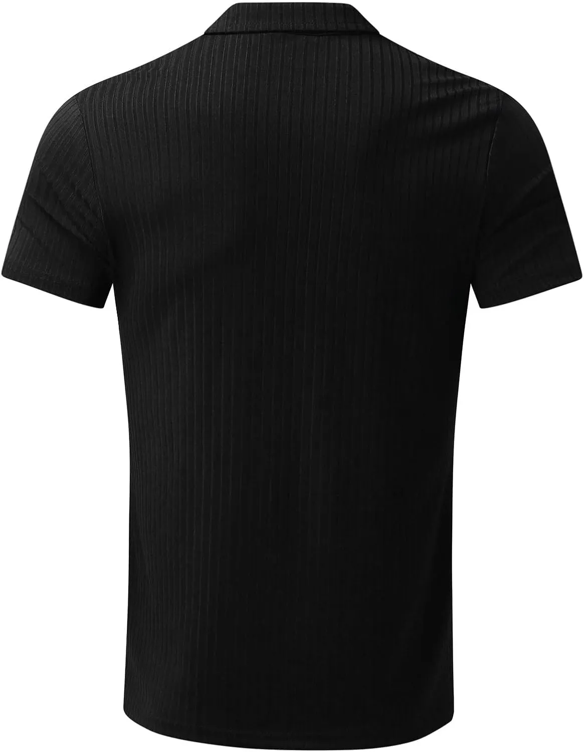 Mens Zip Up Vintage Polo Shirt Short Sleeve Stripe Classic Moisture Wicking Golf Tennis Shirts Casual Workout Tee Tops