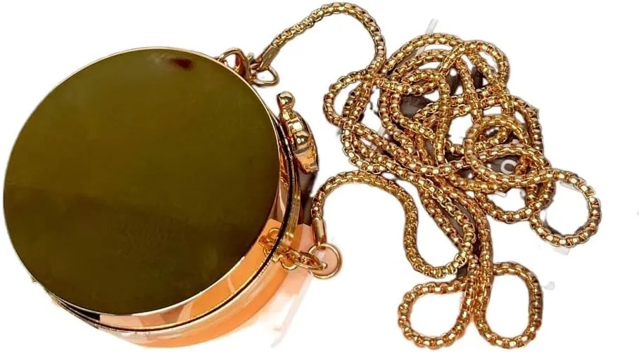 Metal Mini Round Pancake Shoulder Bag Crossbody Bags, Women Shoulder Bag Evening Clutch Bag Metal Lipstick Bag