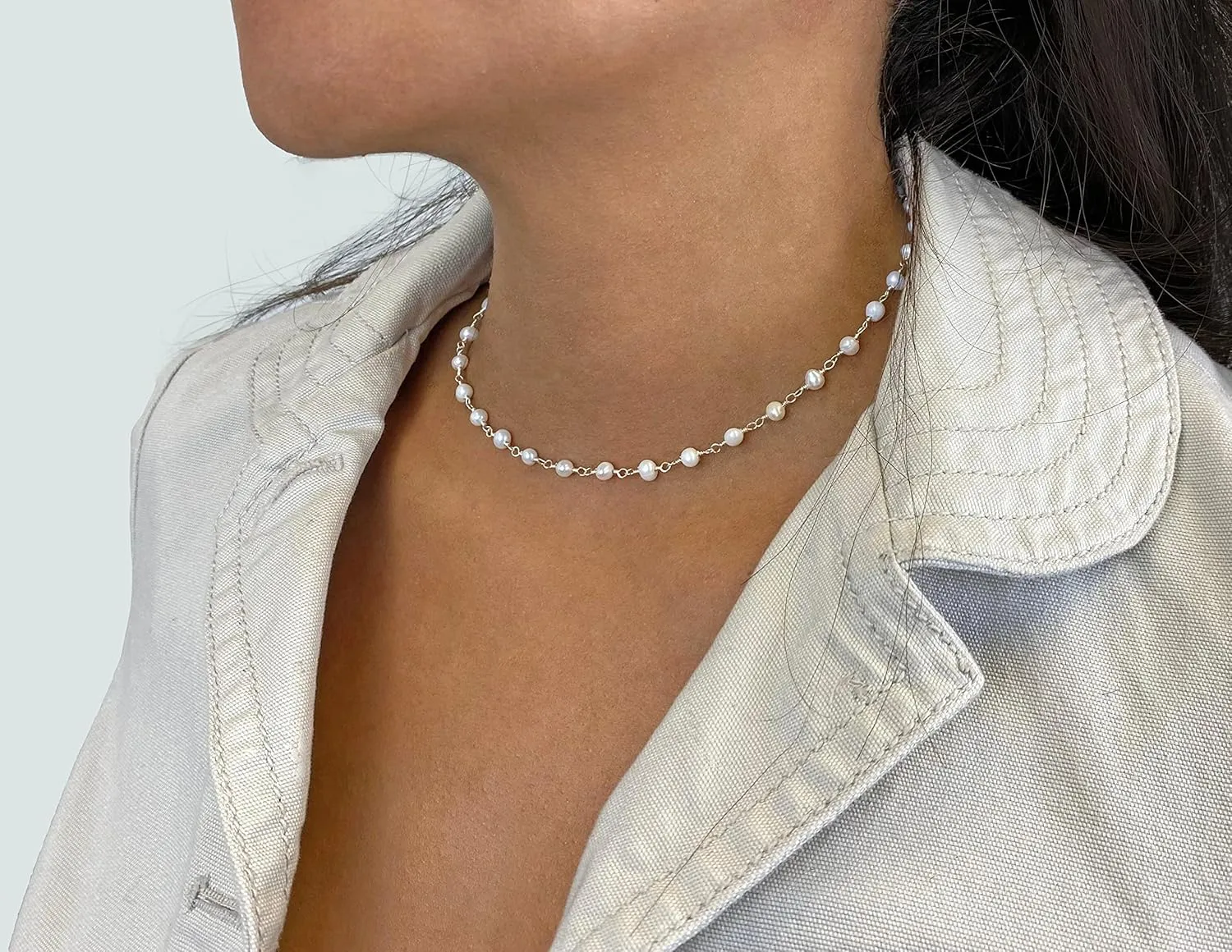 MGR MY GEMS ROCK! Beaded Semi Precious Stone Alternating Stone or Same Stone Collar or Choker Necklace for Wome, 14.50" Long with 3" Extender.