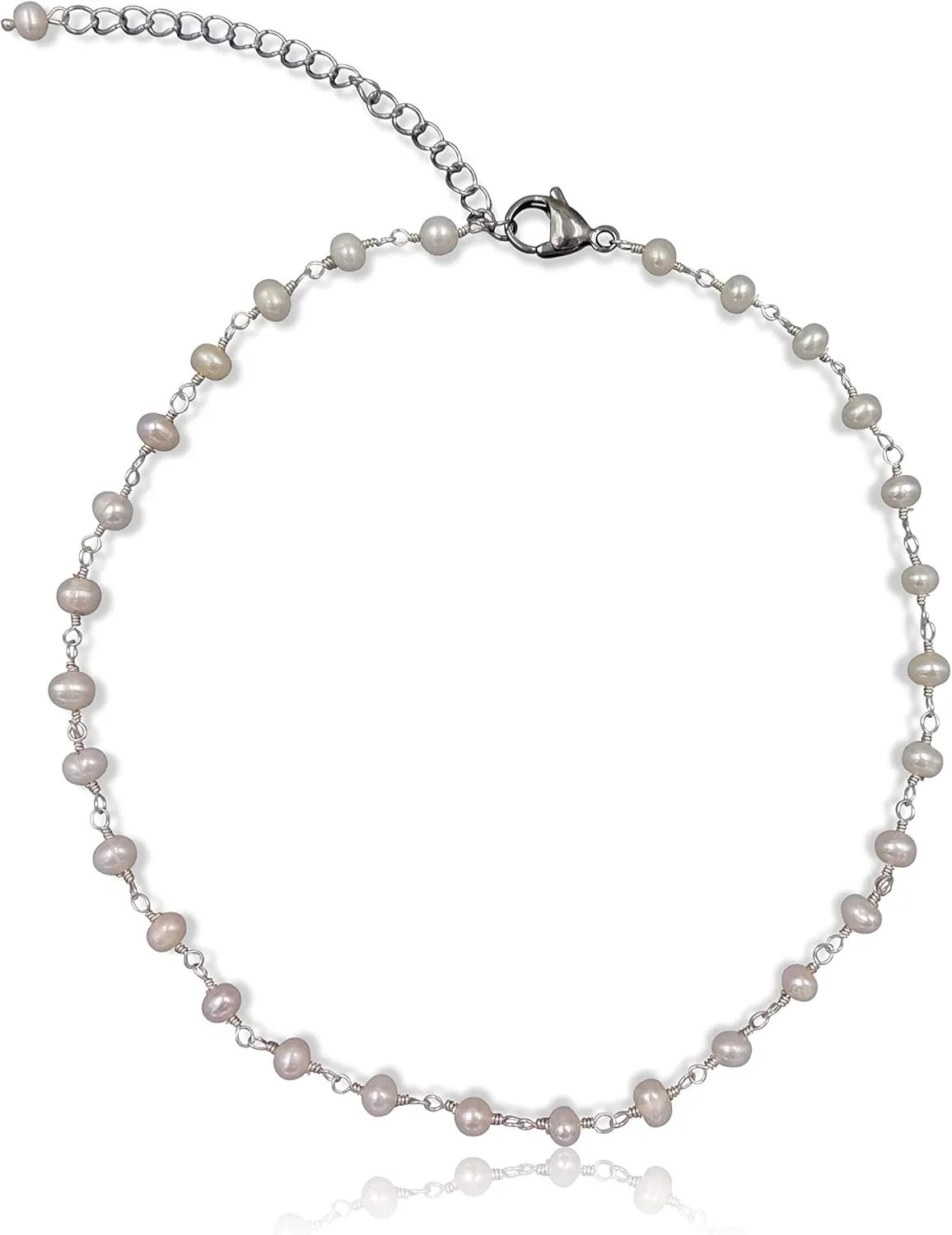 MGR MY GEMS ROCK! Beaded Semi Precious Stone Alternating Stone or Same Stone Collar or Choker Necklace for Wome, 14.50" Long with 3" Extender.