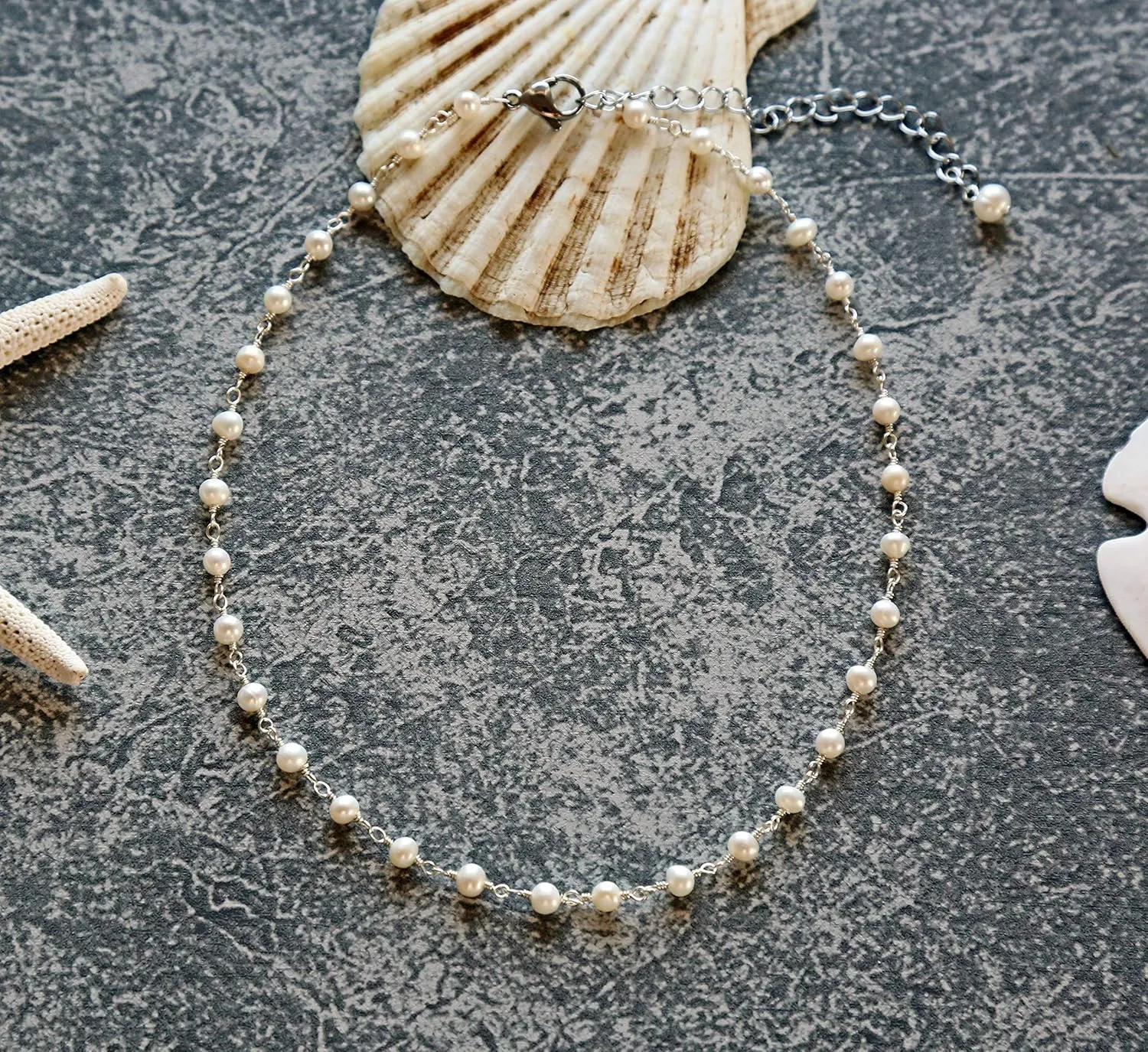 MGR MY GEMS ROCK! Beaded Semi Precious Stone Alternating Stone or Same Stone Collar or Choker Necklace for Wome, 14.50" Long with 3" Extender.