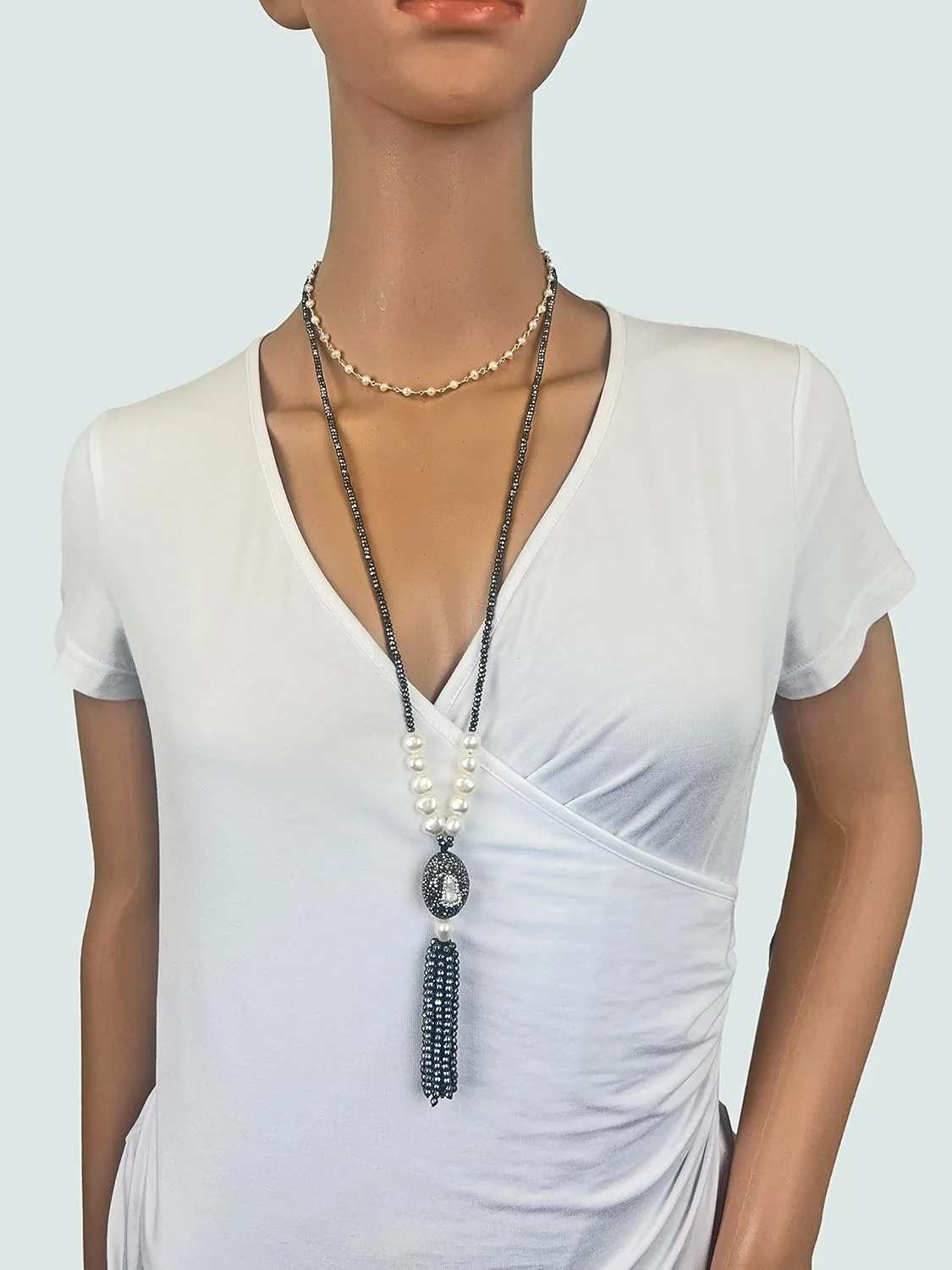 MGR MY GEMS ROCK! Beaded Semi Precious Stone Alternating Stone or Same Stone Collar or Choker Necklace for Wome, 14.50" Long with 3" Extender.